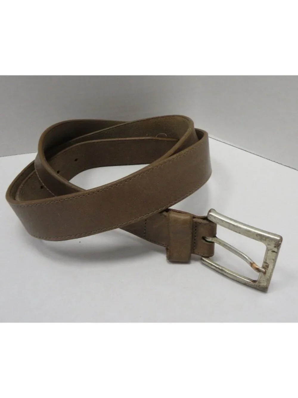 Allen Edmonds Belt 44 Leather Dress Silver Buckle Handcrafted USA *